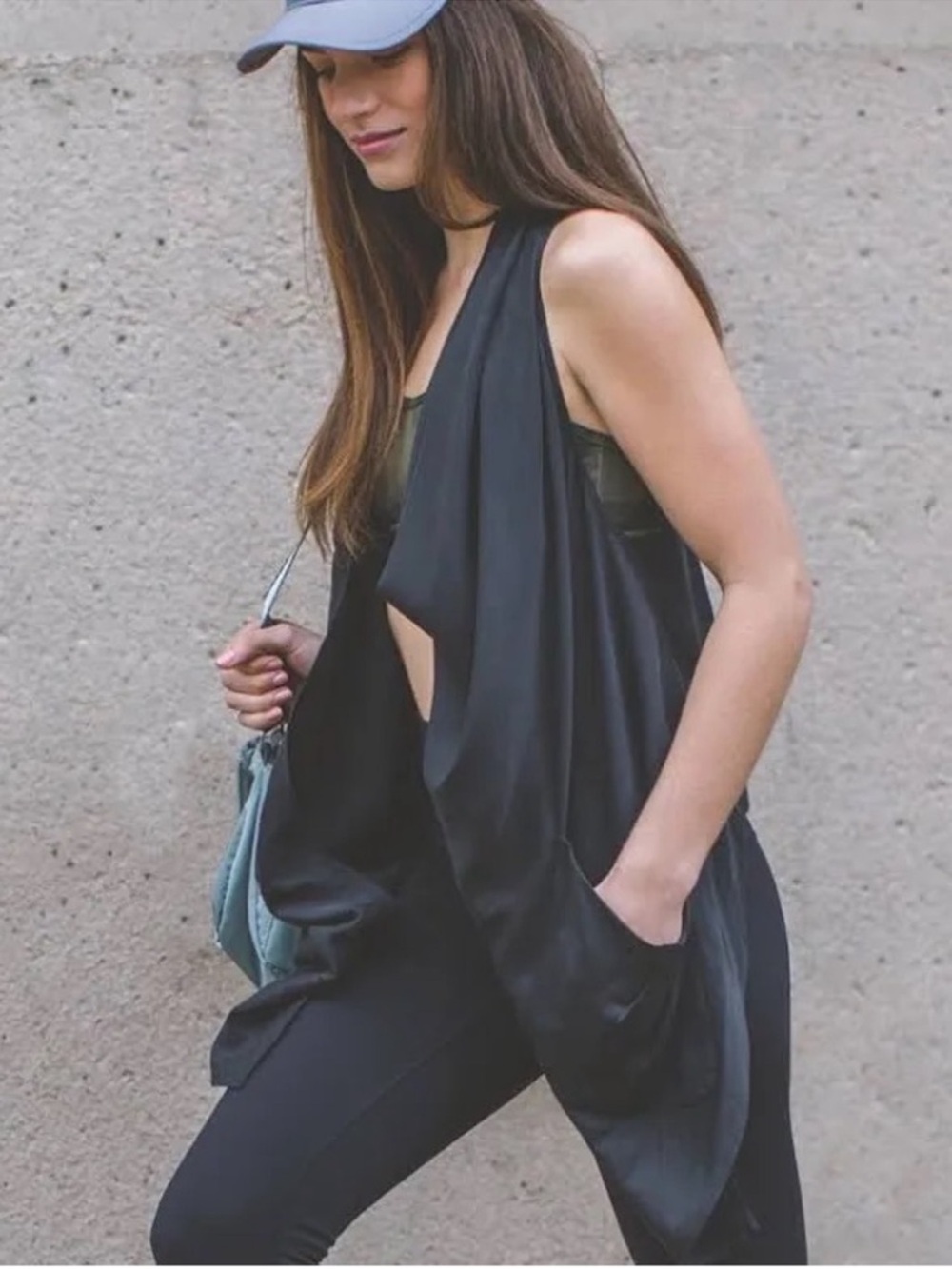 lululemon athletica Black Draped Open-Front Vest